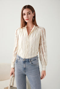 GDS Viviana lace blouse -Cannoli cream