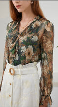 Load image into Gallery viewer, GDS Hailey Silk Blouse-Green
