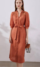 Load image into Gallery viewer, GDS  ILA belted lace dress -Rust
