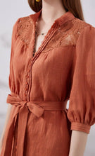 Load image into Gallery viewer, GDS  ILA belted lace dress -Rust
